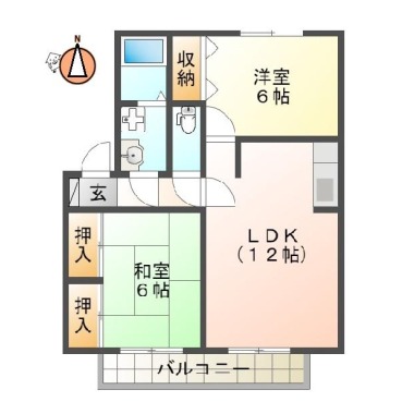 八万町橋本 アパート 2LDK A201の間取り図