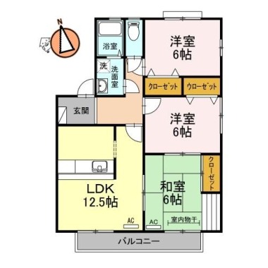 コスモタウンC棟 201の間取り図