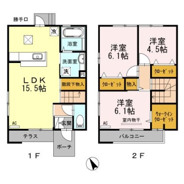 グランツ内浜 A棟 101の間取り図