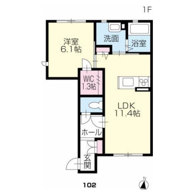 プロヌーブWEST 102の間取り図