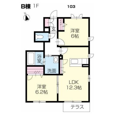 シャーメゾンWEST 107の間取り図