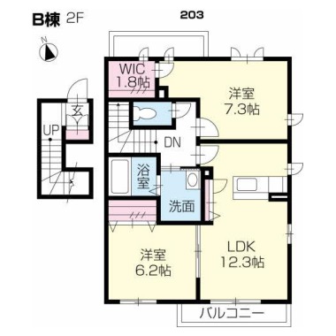 シャーメゾンWEST 207の間取り図