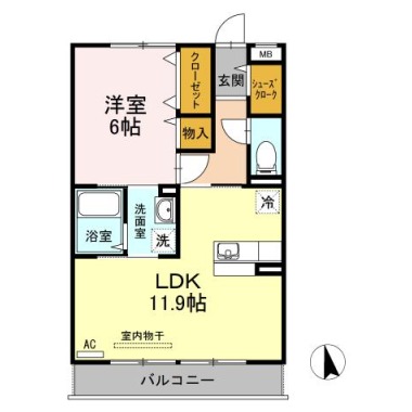 ルミエール E棟 102の間取り図