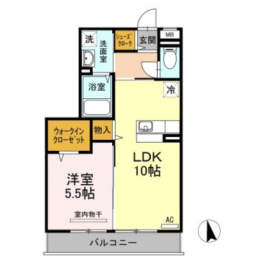 ルミエール E棟 103の間取り図