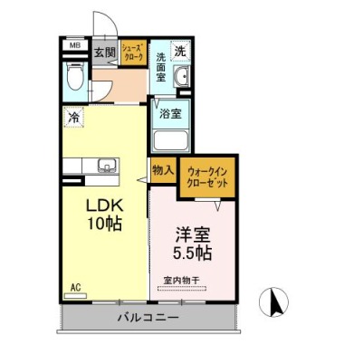 ルミエール E棟 105の間取り図