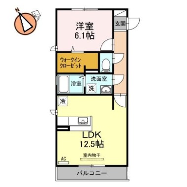 ルミエール E棟 206の間取り図