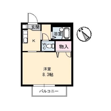 CASA安宅 B棟 107の間取り図