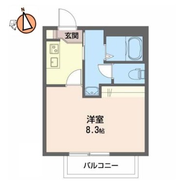 CASA安宅 B棟 206の間取り図