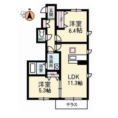 シャーメゾンレフレールIII 101の間取り図