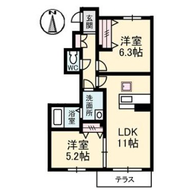 シャーメゾンレフレールIII 102の間取り図
