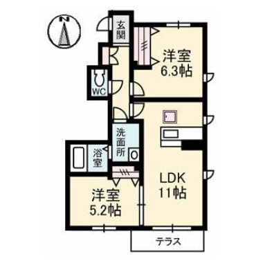 シャーメゾンレフレールIII 103の間取り図