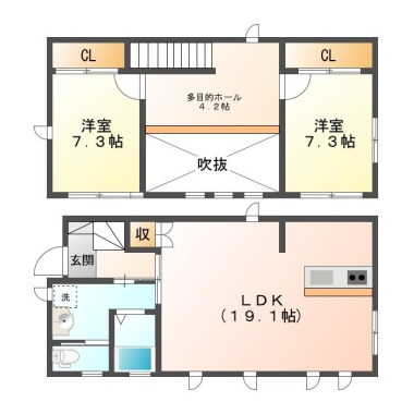 南昭和町 一戸建て 2LDK 北棟の間取り図