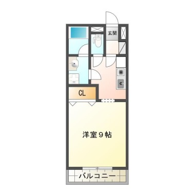 南二軒屋町 マンション 1K 402の間取り図