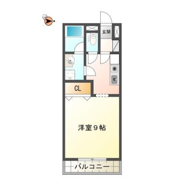 南二軒屋町 マンション 1K 403の間取り図