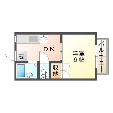 佐古八番町 アパート 1DK 201の間取り図