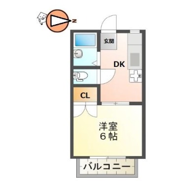 佐古八番町 アパート 1DK 203の間取り図