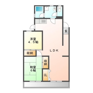 北矢三町 マンション 2LDK 303の間取り図