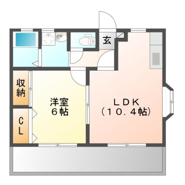 富田橋 アパート 1LDK 101の間取り図
