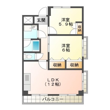 南島田町 マンション 2LDK 203の間取り図