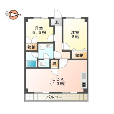 南島田町 マンション 2LDK 302の間取り図