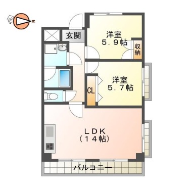 南島田町 マンション 2LDK 303の間取り図