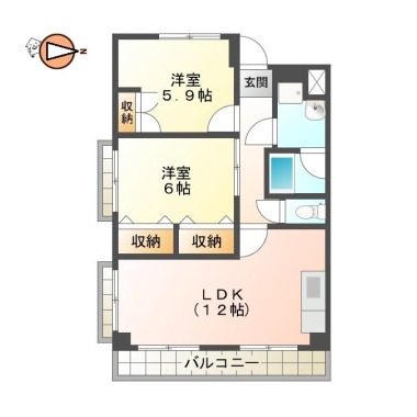 南島田町 マンション 2LDK 401の間取り図