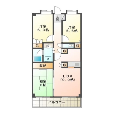 フレシアとくしま 607の間取り図