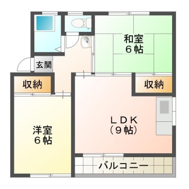 末広 アパート 2LDK 201の間取り図