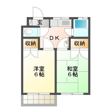 南島田町 アパート 2DK 7号の間取り図