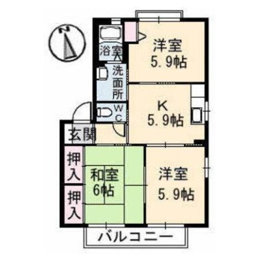 シャーメゾンI・II番館 102の間取り図