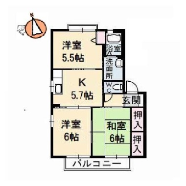 シャーメゾンI・II番館 202の間取り図