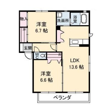 グランマスト春日 B棟 105の間取り図