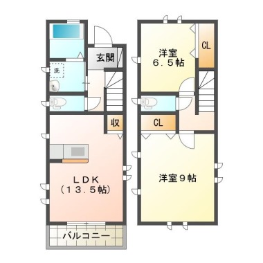 末広 一戸建て 2LDK Aの間取り図