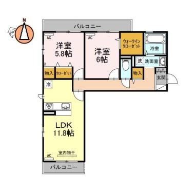 ウィズ沖浜 105の間取り図