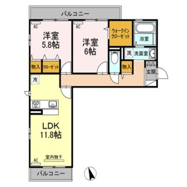 ウィズ沖浜 205の間取り図