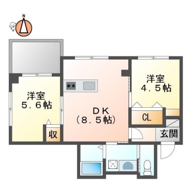 ピースコウセイ北佐古 B棟 202の間取り図