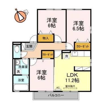 ボヌールK2 201の間取り図