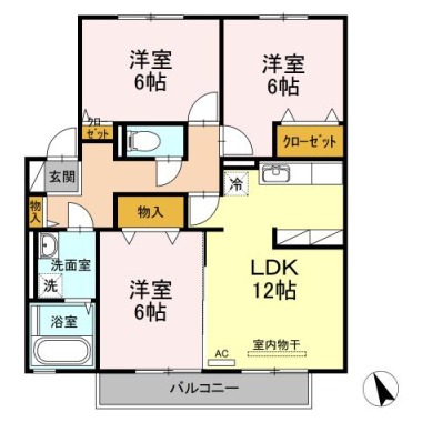 ボヌールK2 202の間取り図