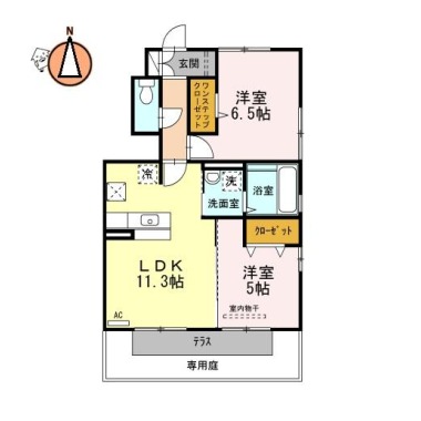 コスモスクエアII A棟 A101の間取り図