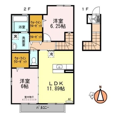 コスモスクエアII A棟 A205の間取り図