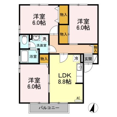 ヴェールメゾンD棟 101の間取り図