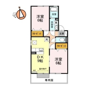 アクシス南島田A棟 A102の間取り図