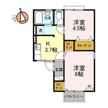 コーポ佐野 南棟 105の間取り図