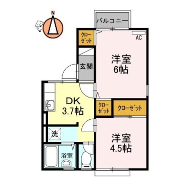 コーポ佐野 南棟 203の間取り図