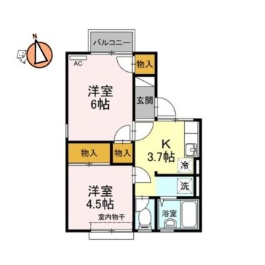 コーポ佐野 南棟 205の間取り図