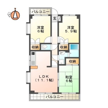 出来島本町 マンション 3LDK 501の間取り図