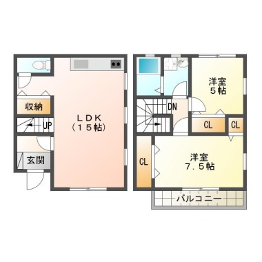 名東町 アパート 2LDK Bの間取り図