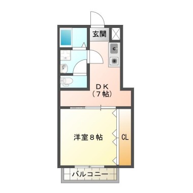 南島田町 アパート 1DK 102の間取り図