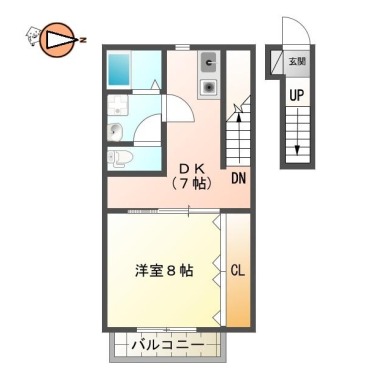 南島田町 アパート 1DK 201の間取り図