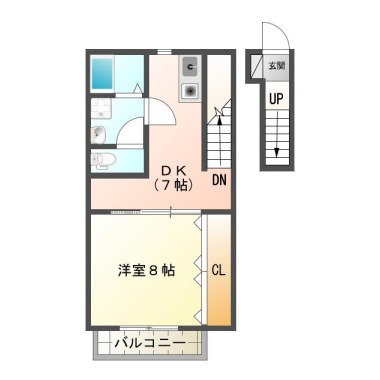 南島田町 アパート 1DK 205の間取り図